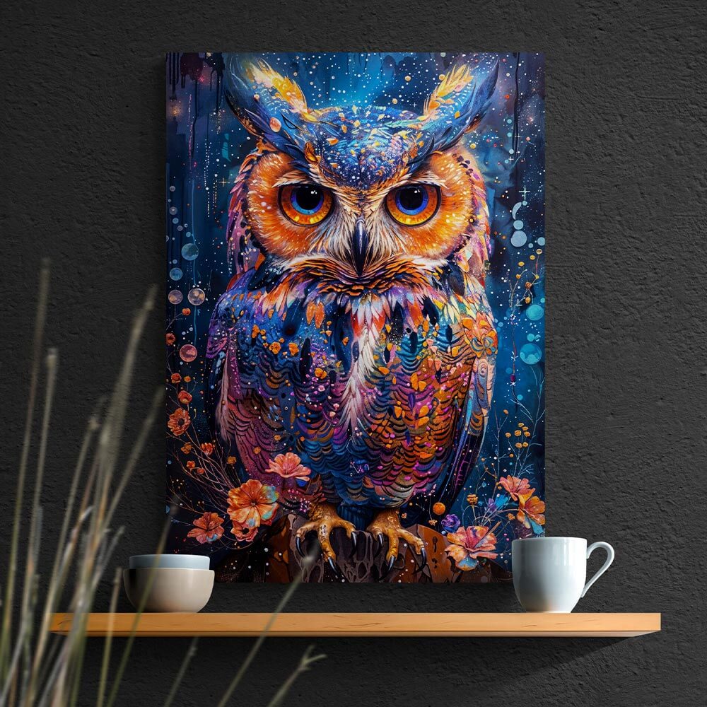 5D Diamond Painting AB Steine Luminous Nocturne Owl mit 100 Farben, Unique-Diamond