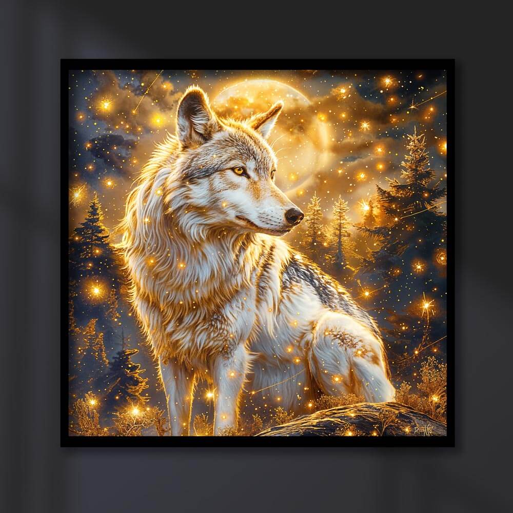 5D Diamond Painting AB Steine Lunar Guardian Wolf mit 100 Farben, Unique-Diamond