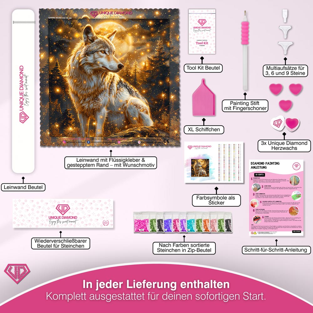 5D Diamond Painting – Lunar Guardian Wolf Unique-Diamond