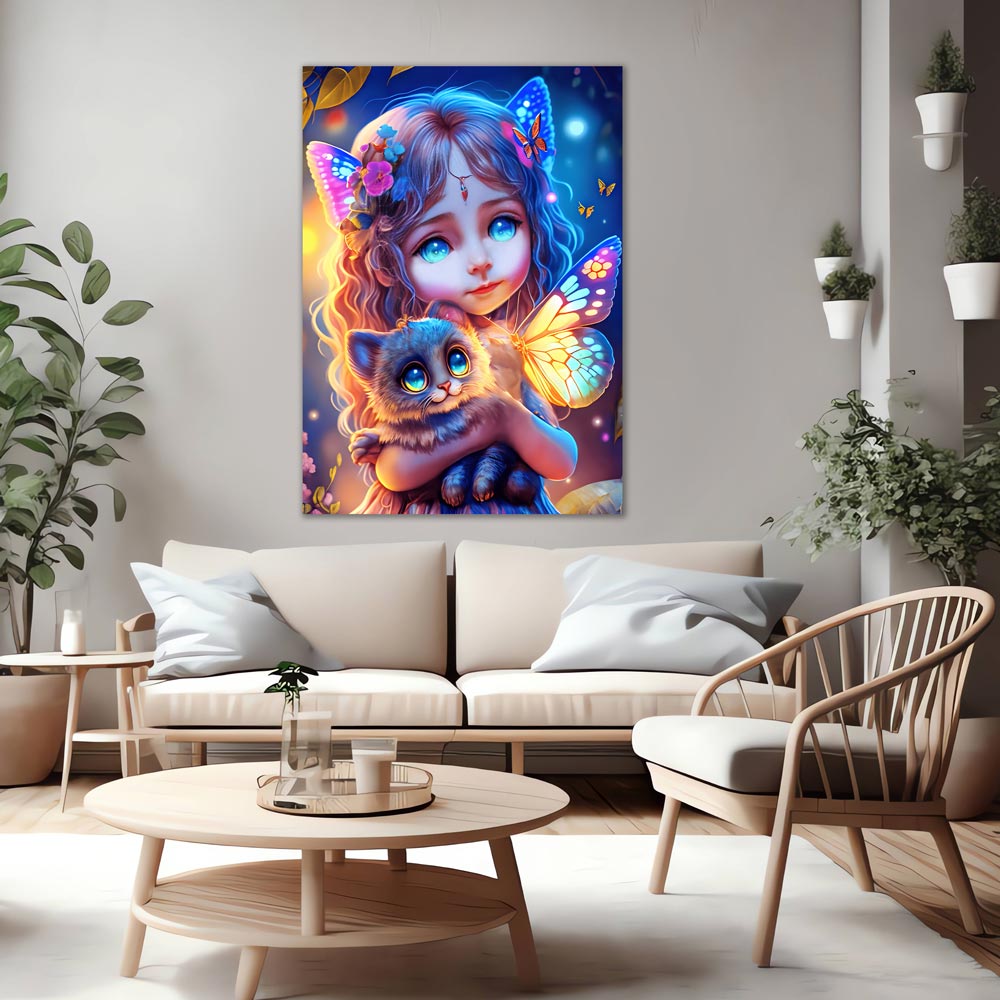 5D Diamond Painting AB Steine Mädchen mit Katze, Unique-Diamond