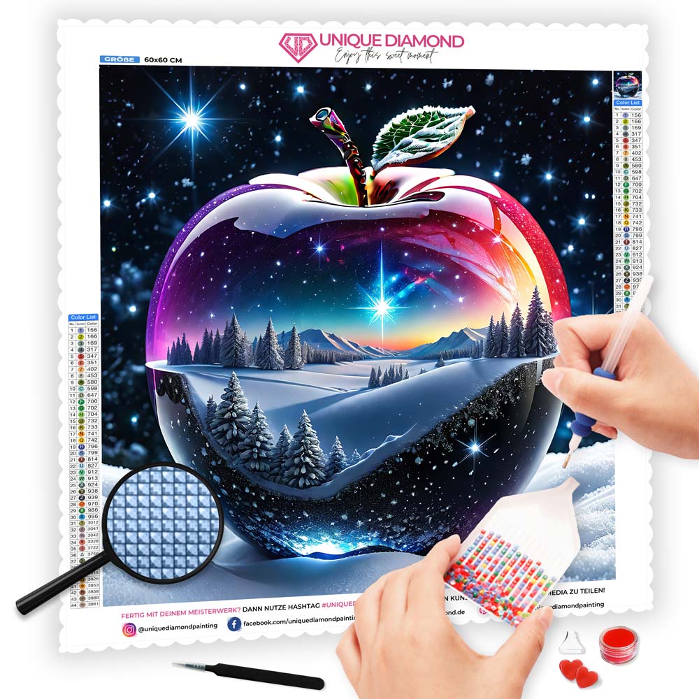 5D Diamond Painting AB Steine Magic Crystal Apple, Unique-Diamond