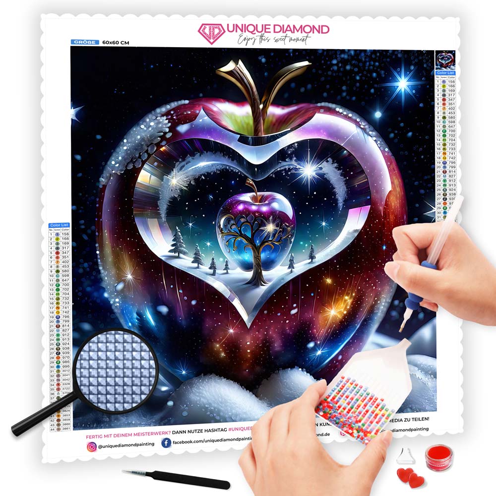 5D Diamond Painting AB Steine Magic Crystal Apple, Unique-Diamond