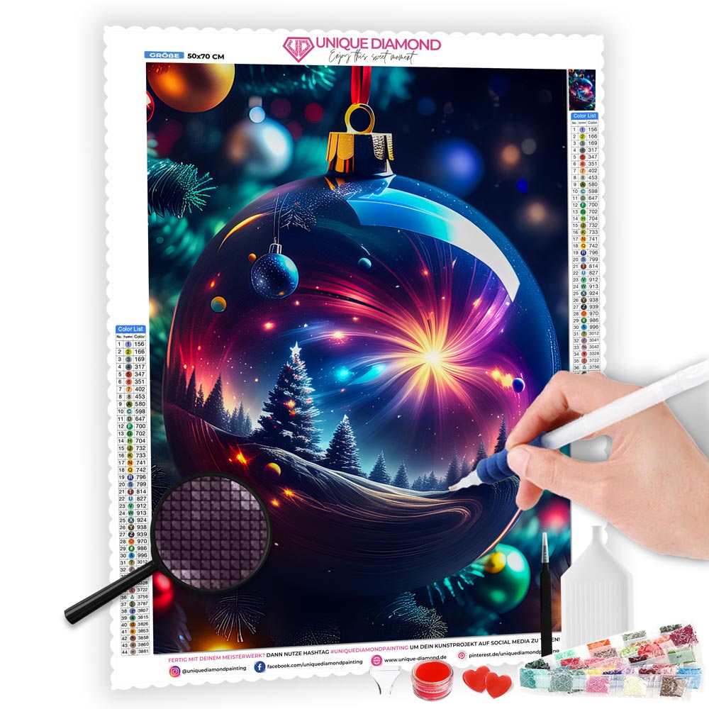 5D Diamond Painting AB Steine Magischer Weihnachtskugel, Unique-Diamond