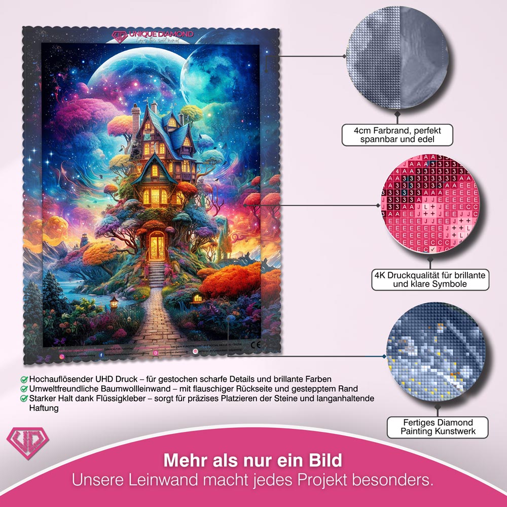 5D Diamond Painting – Magischer Haus im Universum Unique-Diamond