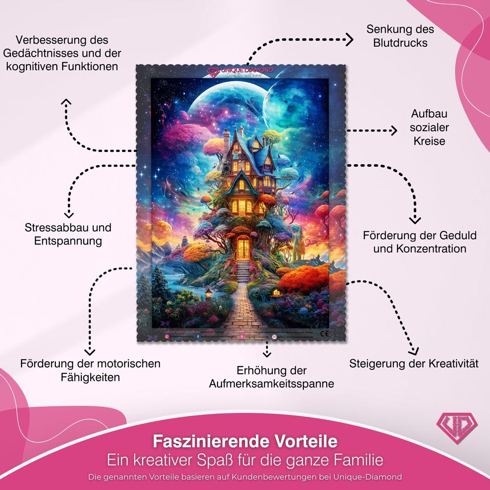 5D Diamond Painting – Magischer Haus im Universum Unique-Diamond