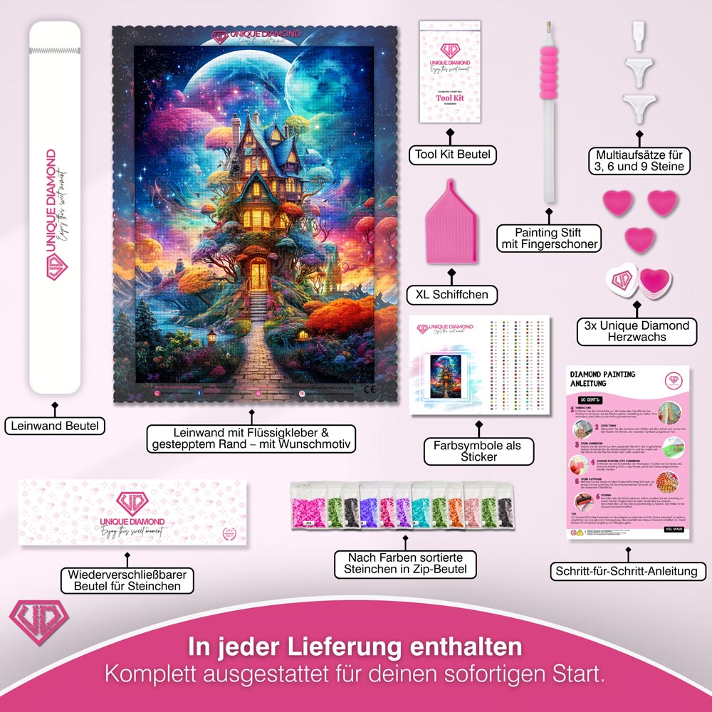 5D Diamond Painting – Magischer Haus im Universum Unique-Diamond