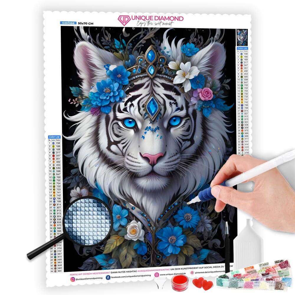 5D Diamond Painting AB Steine Majestic Tiger, Unique-Diamond