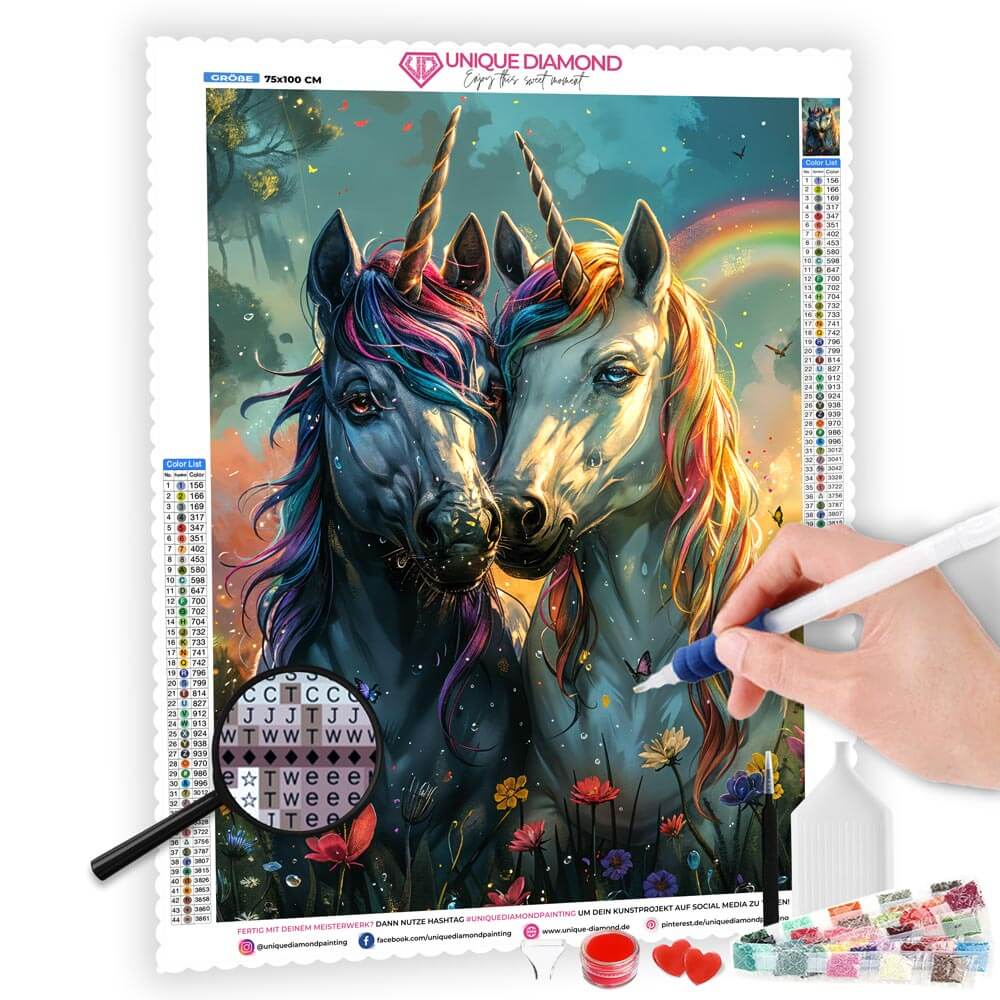 5D Diamond Painting AB Steine Majestic Unicorn Dreams, Unique-Diamond