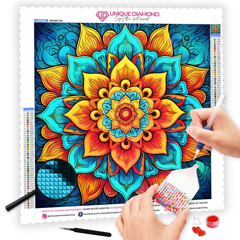 5D Diamond Painting AB Steine Mandala Blume, Unique-Diamond