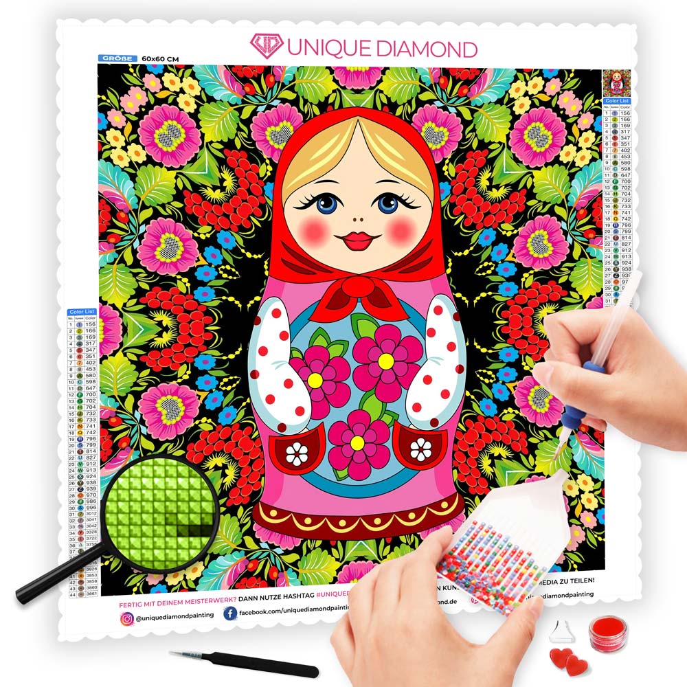 5D Diamond Painting AB Steine Matryoshka, Unique-Diamond