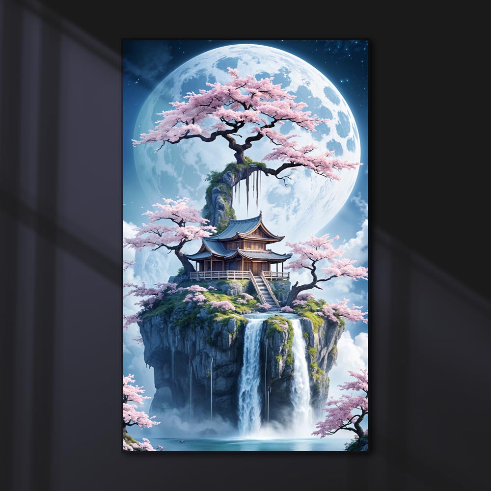 5D Diamond Painting AB Steine Moonlight Sakura Haven mit 100 Farben, Unique-Diamond