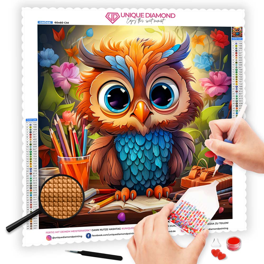 5D Diamond Painting AB Steine Paint With Owl, Unique-Diamond