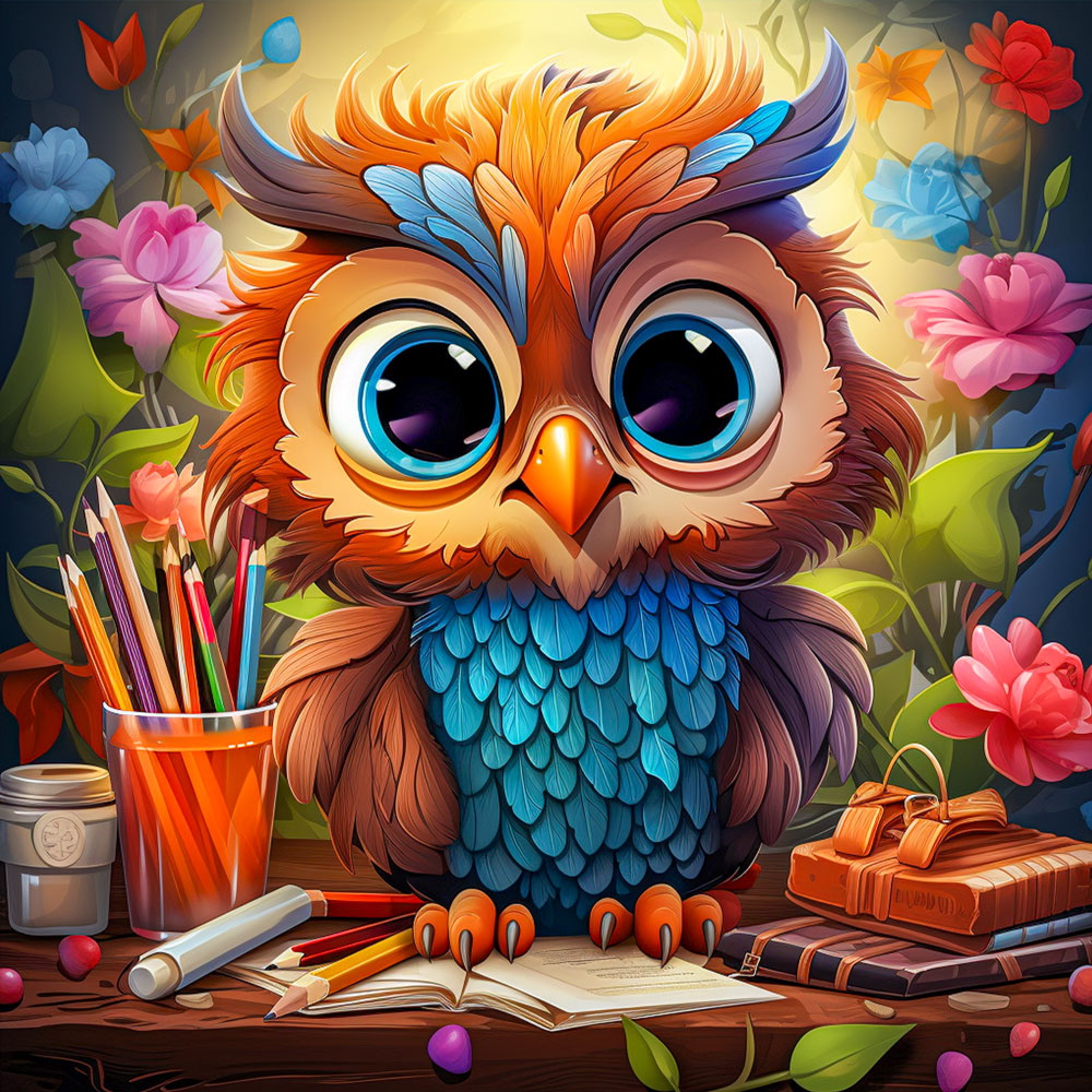 5D Diamond Painting AB Steine Paint With Owl, Unique-Diamond