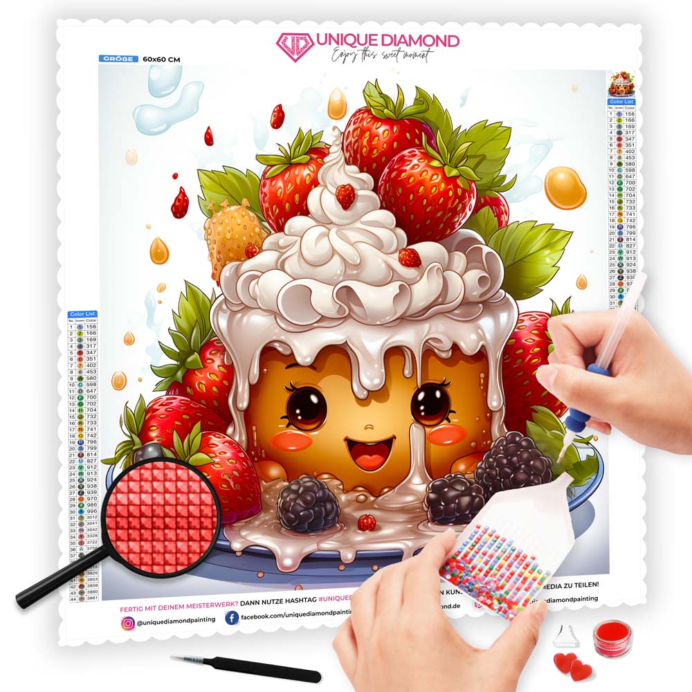 5D Diamond Painting AB Steine Strawberry Cake, Unique-Diamond