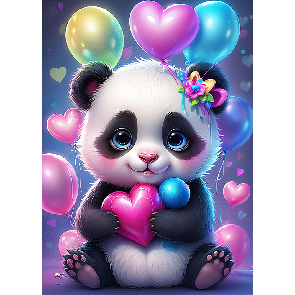 5D Diamond Painting AB Steine Panda With Heart, Unique-Diamond