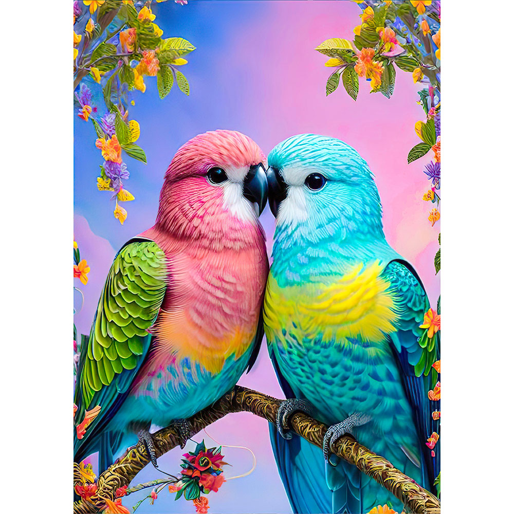 5D Diamond Painting AB Steine Papagei Liebe, Unique-Diamond