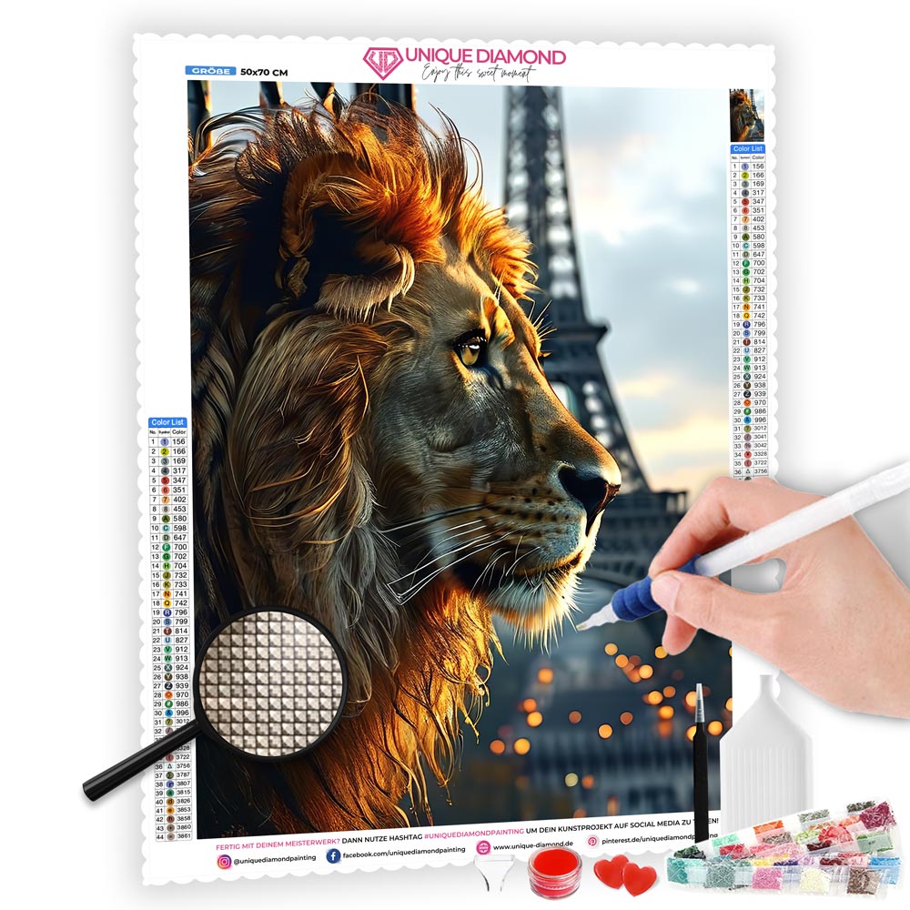 5D Diamond Painting AB Steine Paris Lion, Unique-Diamond