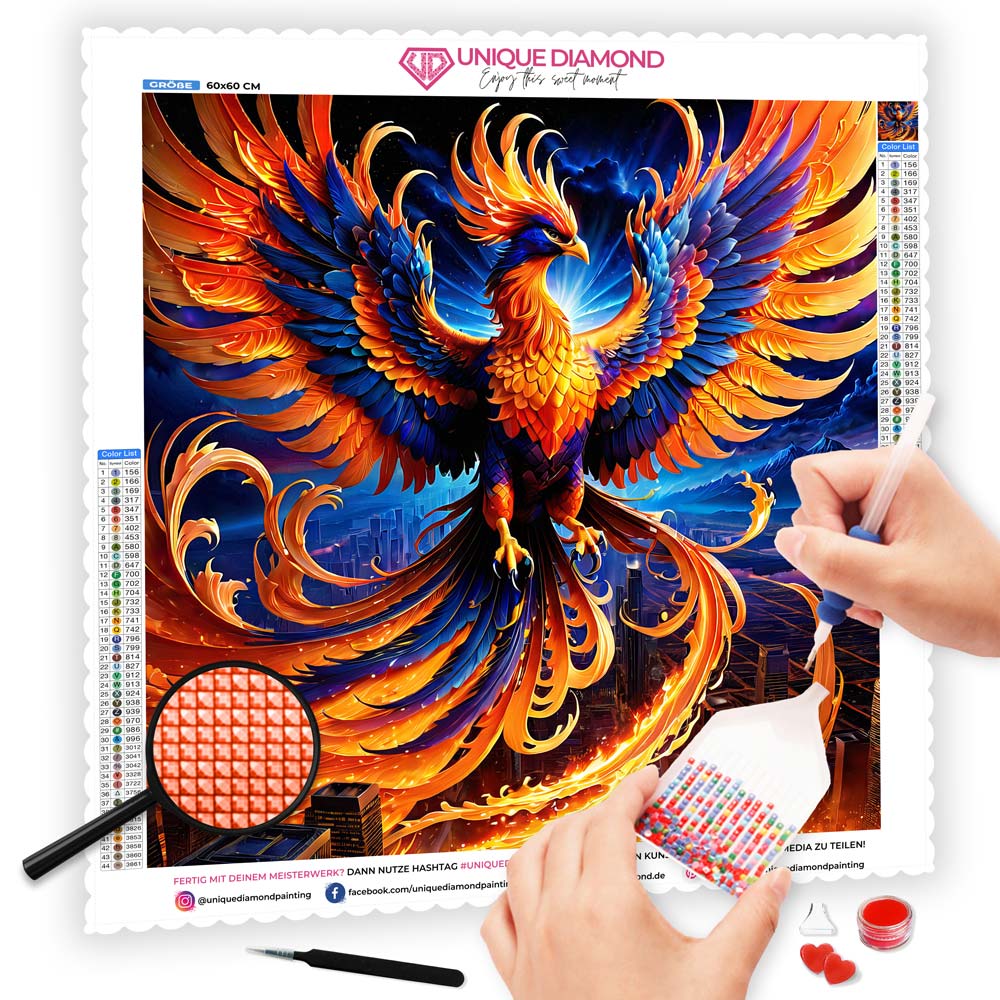 5D Diamond Painting AB Steine Phoenix, Unique-Diamond