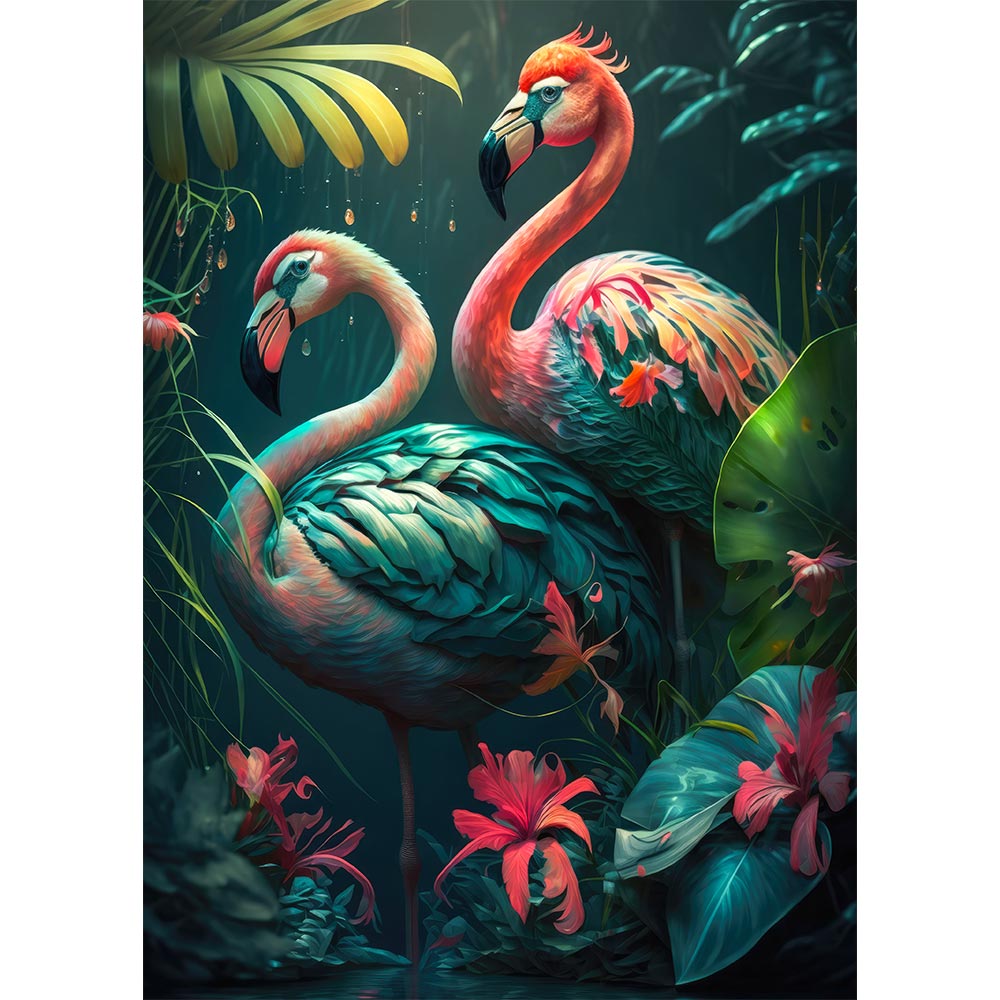 5D Diamond Painting AB Steine Pink Flamingo, Unique-Diamond