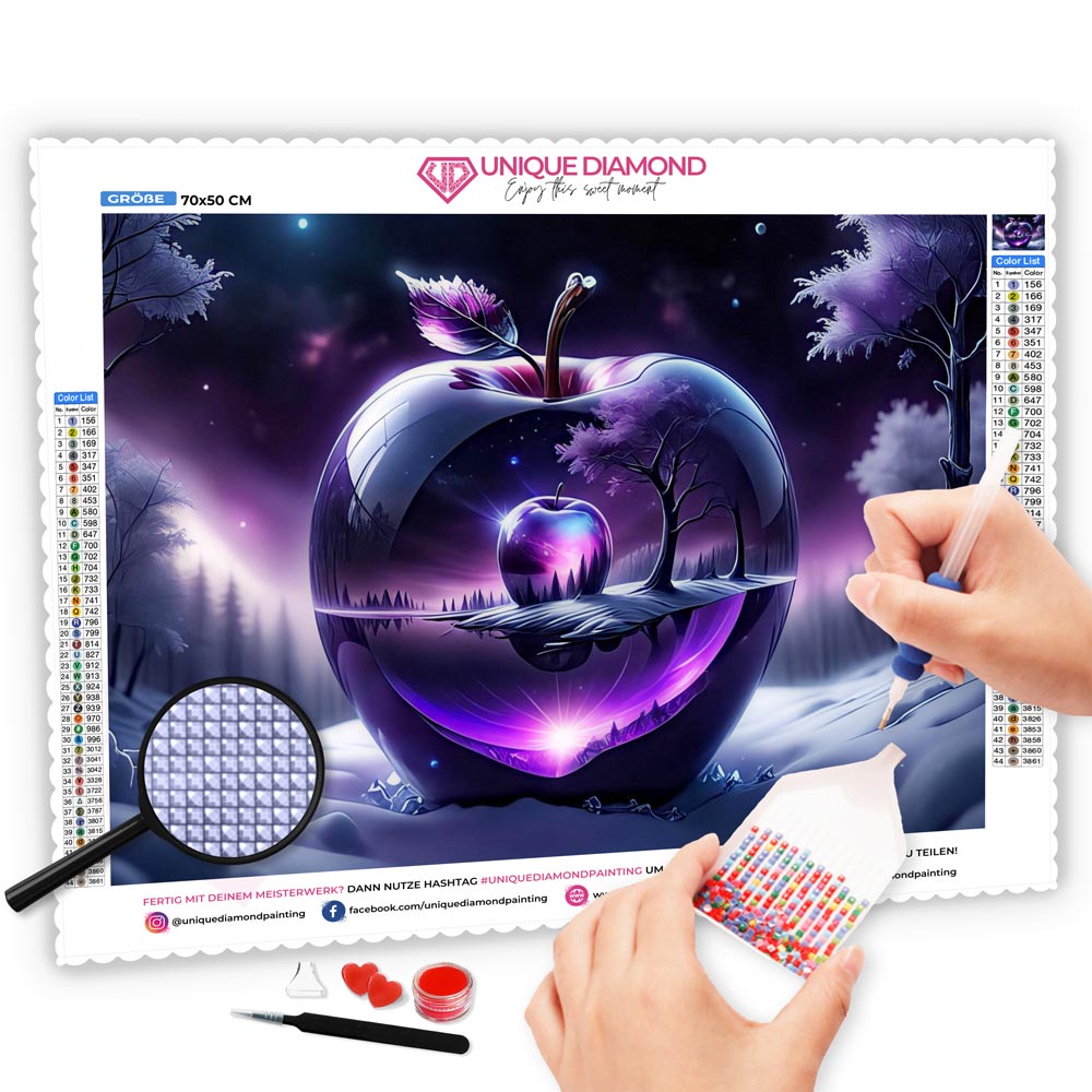 5D Diamond Painting AB Steine Purple Landscape With Apple, Unique-Diamond