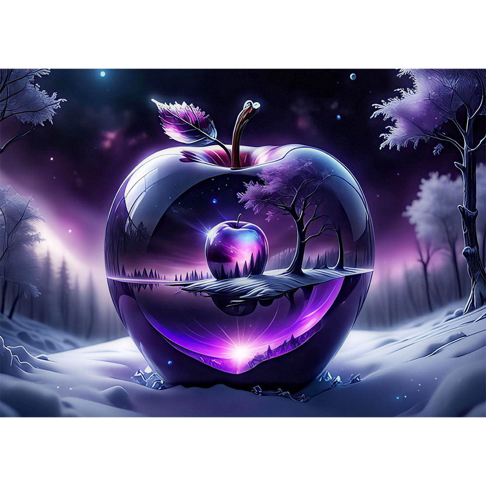 5D Diamond Painting AB Steine Purple Landscape With Apple, Unique-Diamond