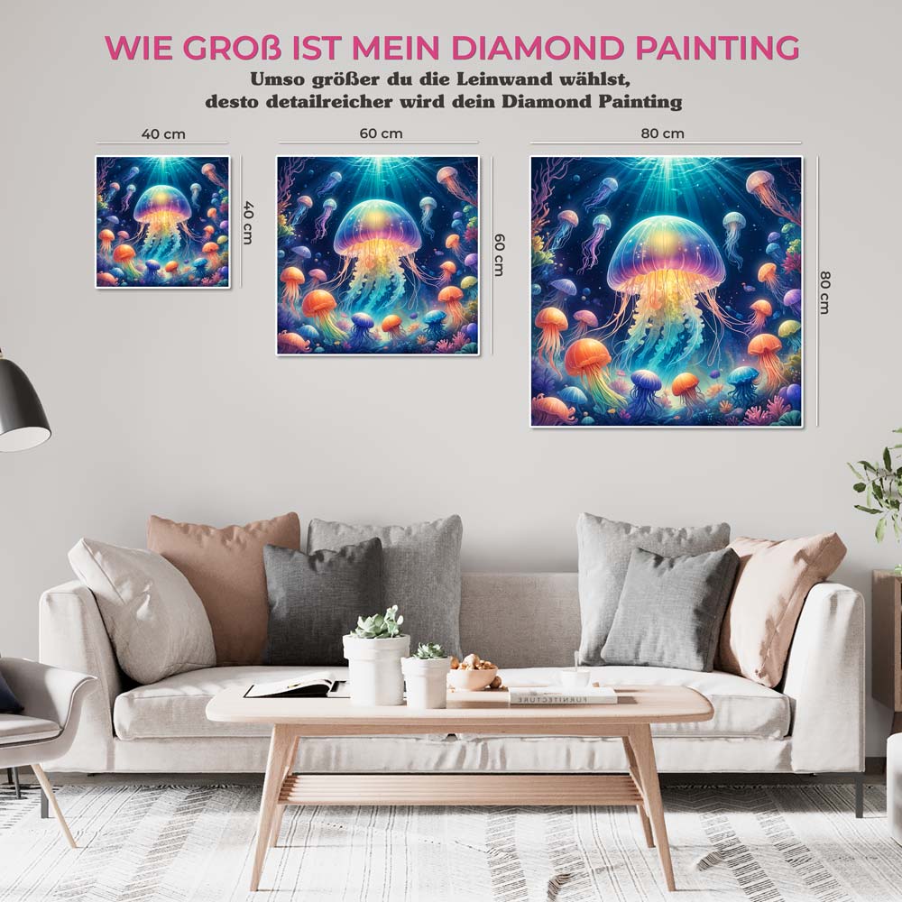 5D Diamond Painting AB Steine Quallenpracht mit 100 Farben, Unique-Diamond-