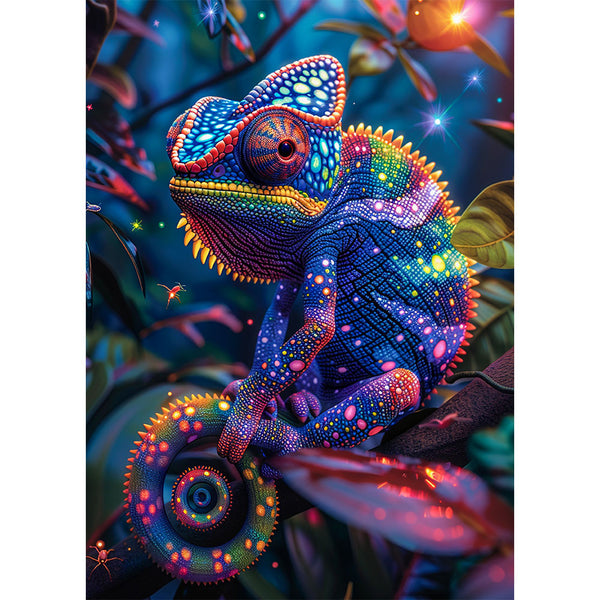 5D Diamond Painting AB Steine Rainbow Chameleon Delight mit 100 Farben, Unique-Diamond