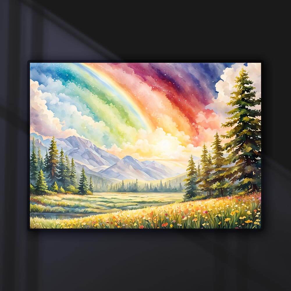 5D Diamond Painting AB Steine Rainbow Landscape mit 100 Farben, Unique-Diamond