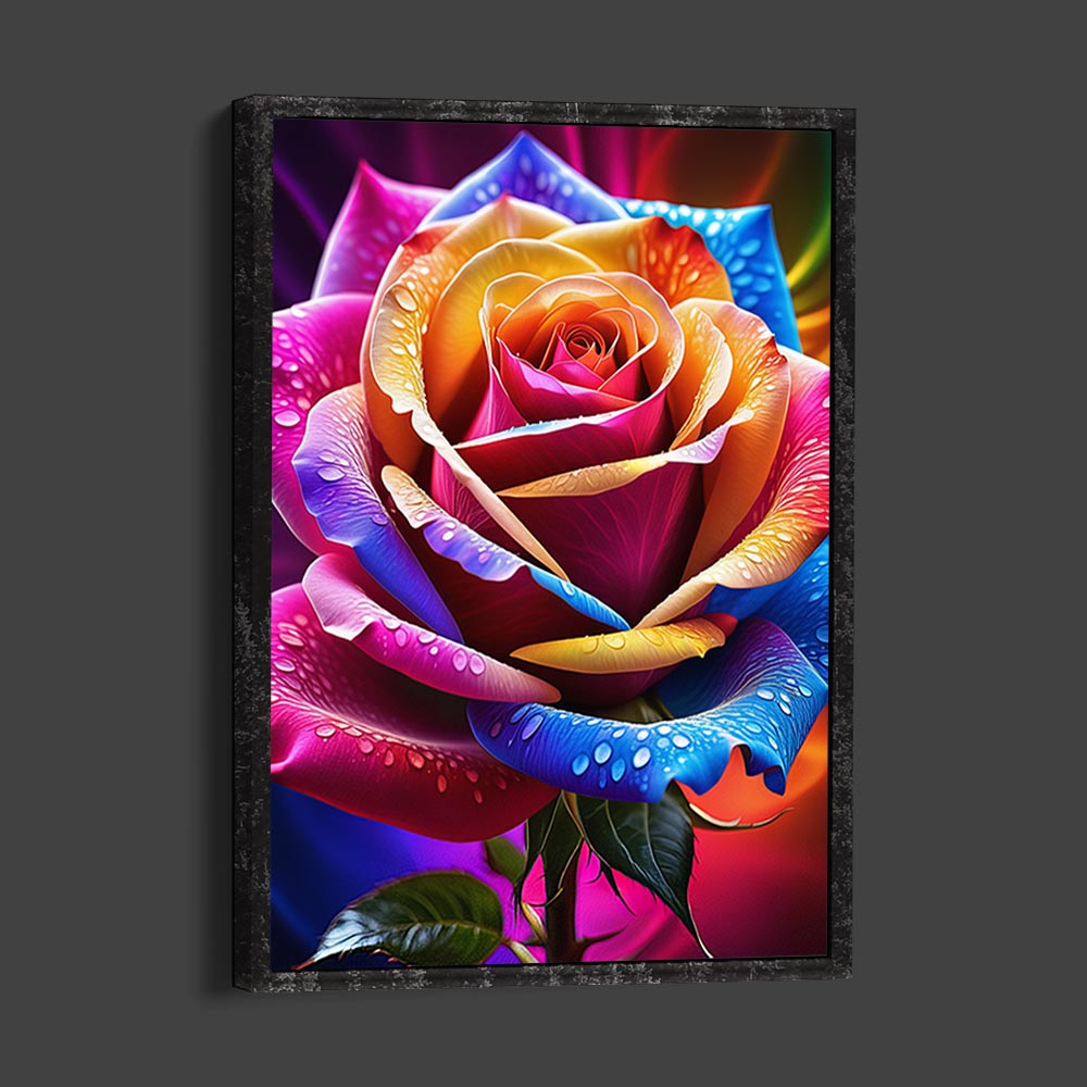 5D Diamond Painting AB Steine Rainbow Rose, Unique-Diaond
