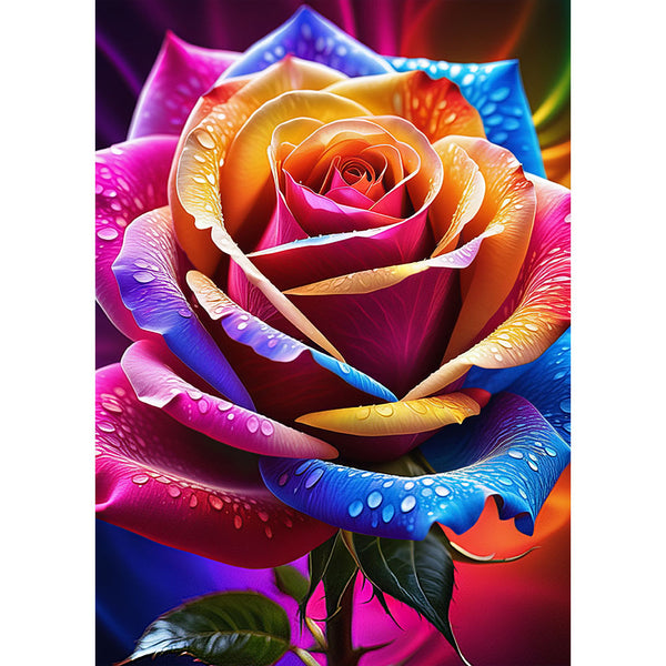 5D Diamond Painting AB Steine Rainbow Rose, Unique-Diaond