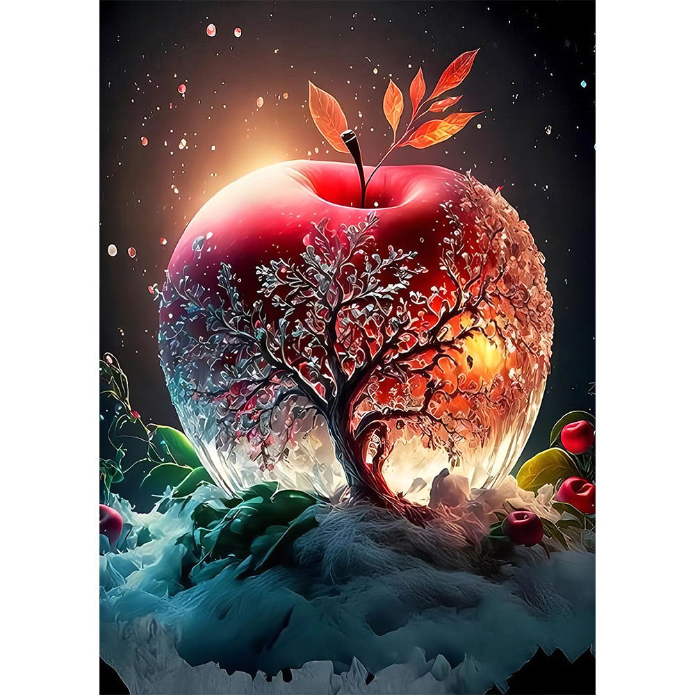 5D Diamond Painting AB Steine Red Crystal Apple, Unique-Diamond