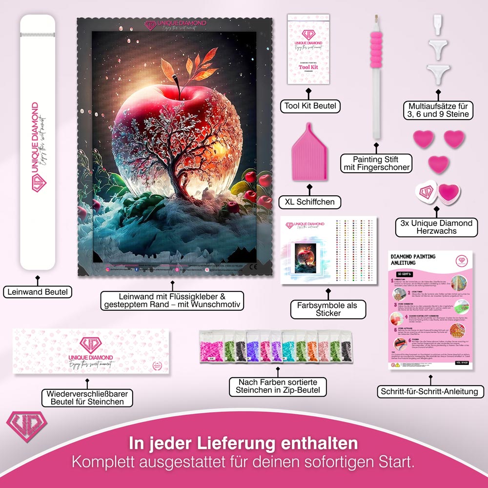 5D Diamond Painting – Red Crystal Apple Unique-Diamond