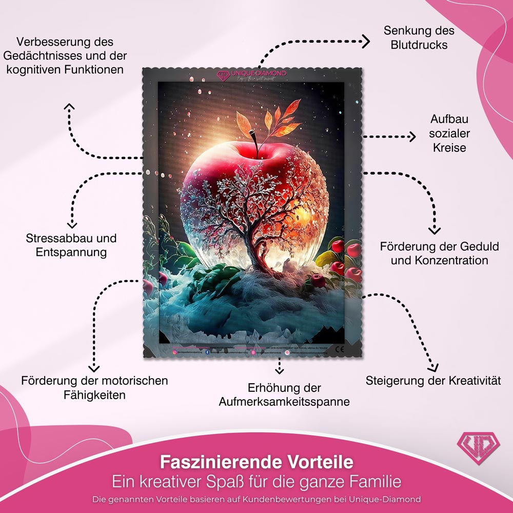 5D Diamond Painting – Red Crystal Apple Unique-Diamond