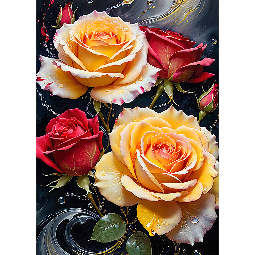 5D Diamond Painting AB Steine Rosen, Unique-Diamond