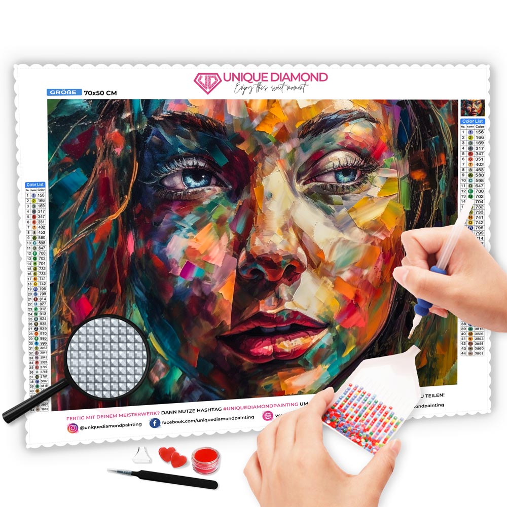 5D Diamond Painting AB Steine Sad mit 100 Farben, Unique-Diamond