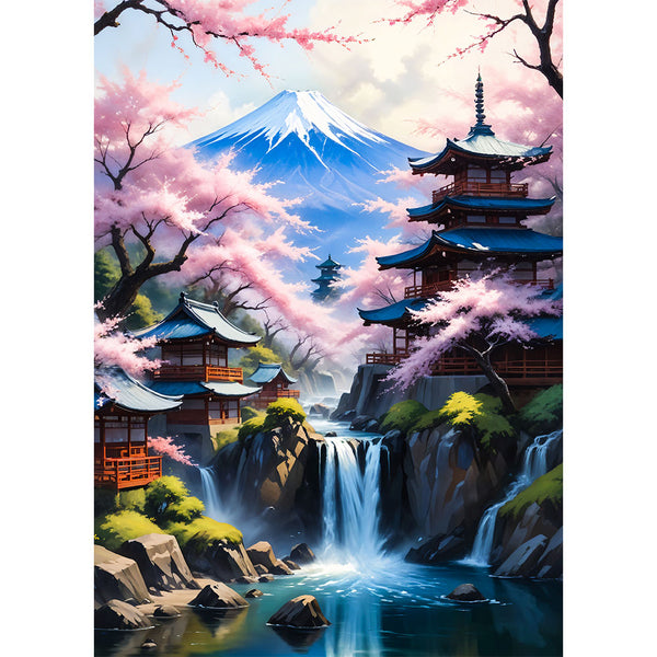 5D Diamond Painting AB Steine Sakura Sanctuary mit 100 Farben, Unique-Diamond-