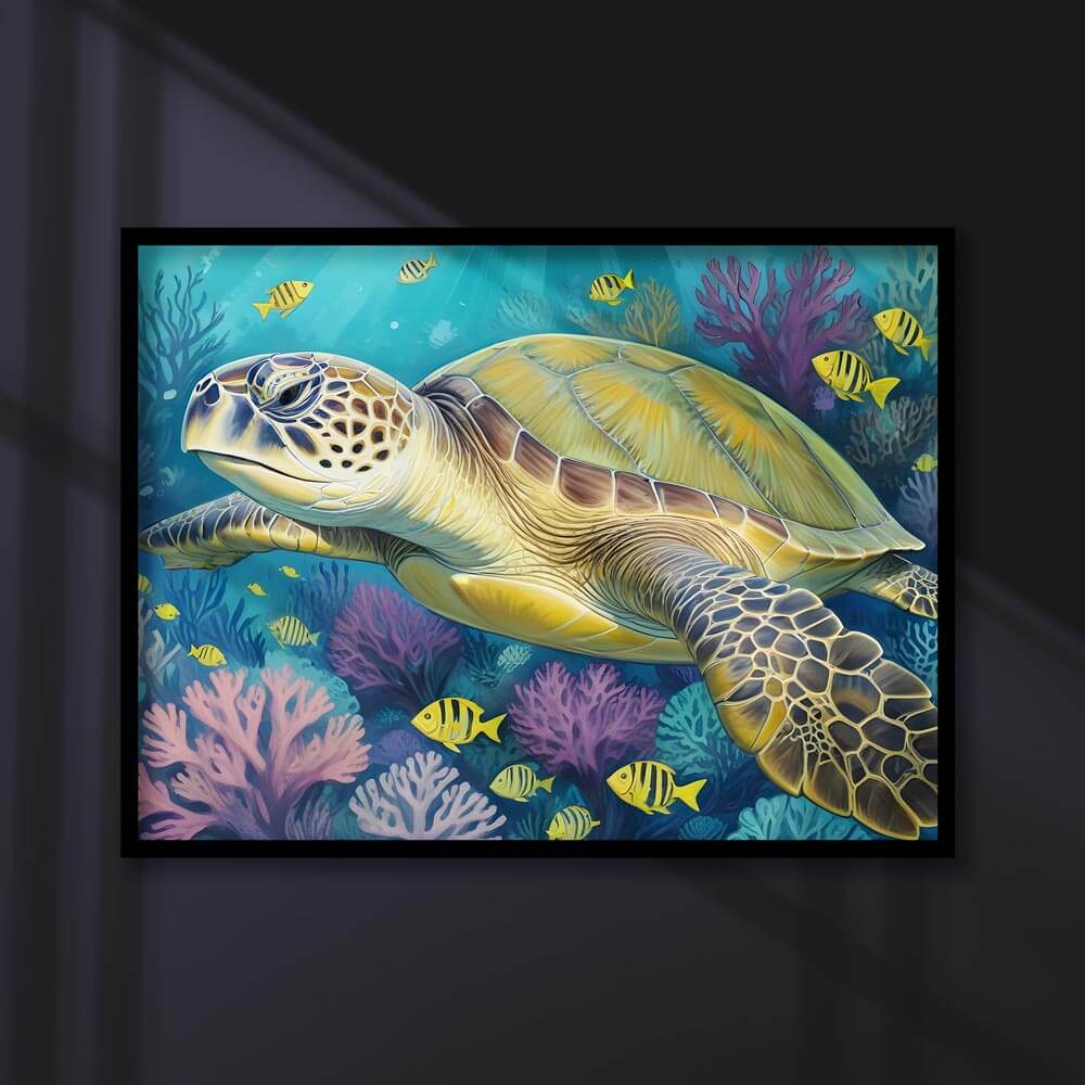5D Diamond Painting AB Steine Schildkröte mit 100 Farben, Unique-Diamond