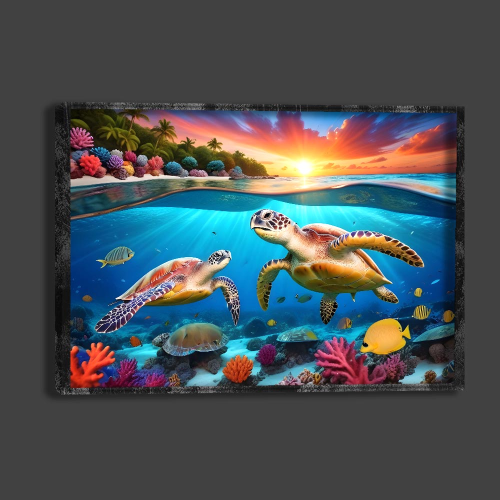 5D Diamond Painting AB Steine Schildkröte im Paradies, Unique-Diamond