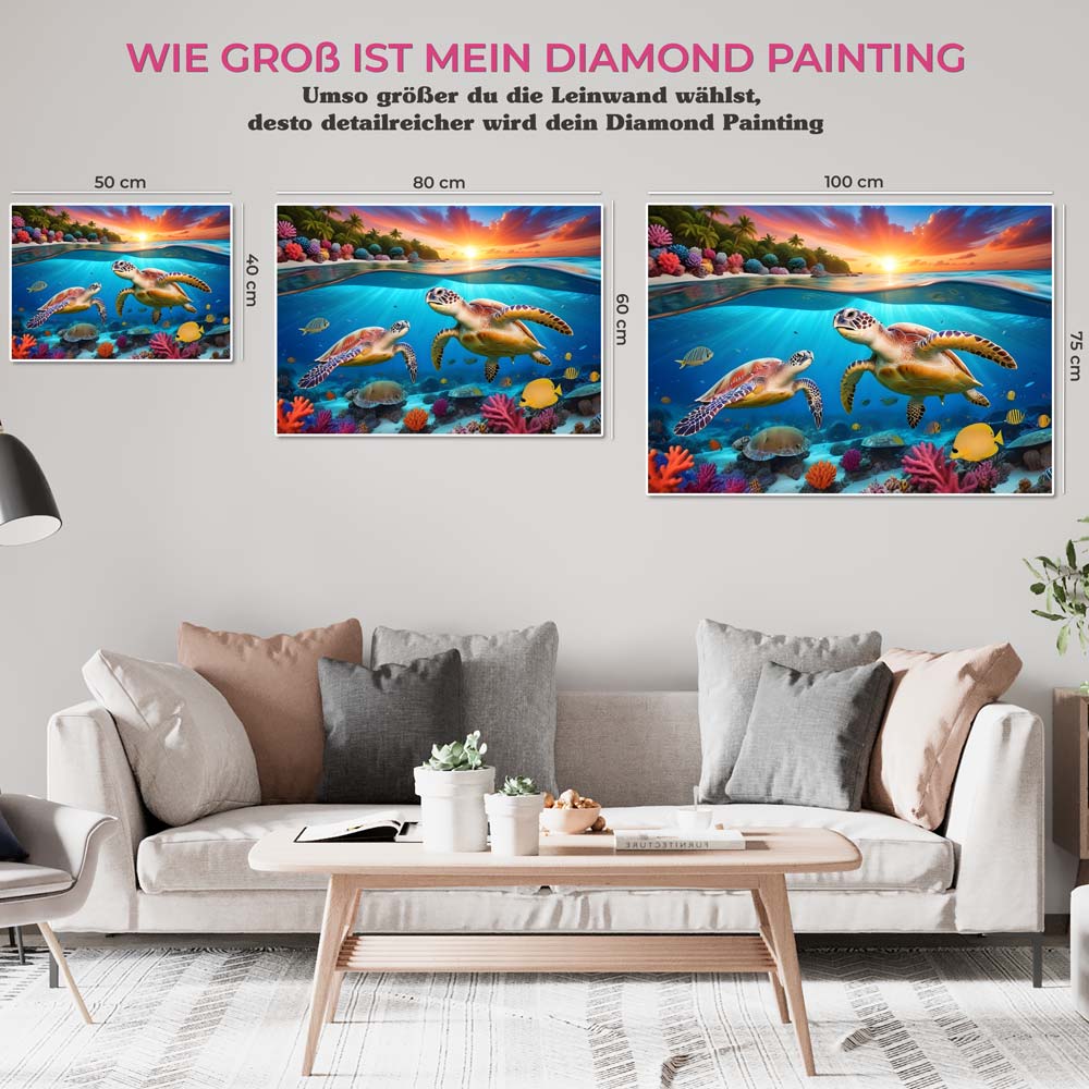 5D Diamond Painting AB Steine Schildkröte im Paradies, Unique-Diamond