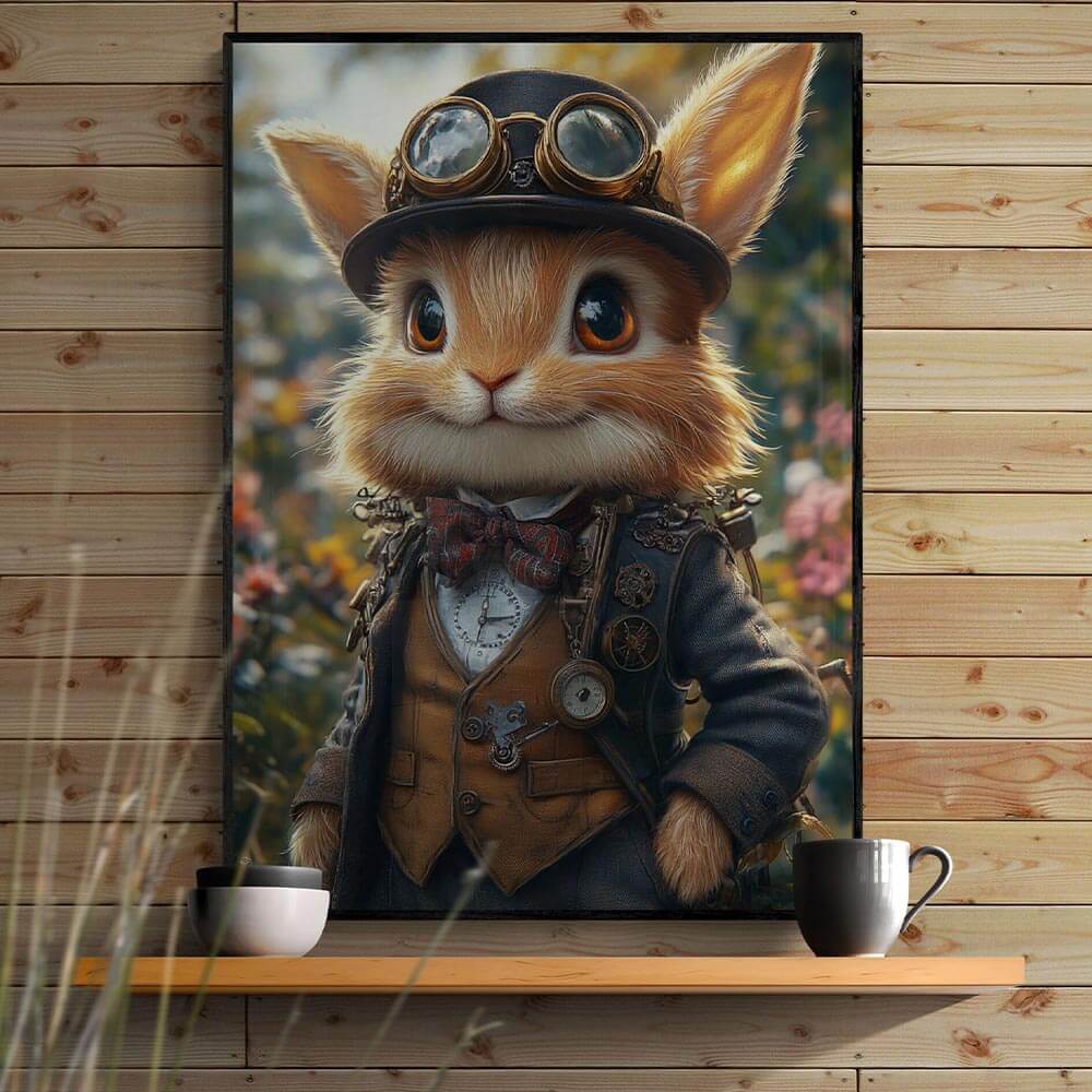 5D Diamond Painting AB Steine - Steampunk Hase, Unique-Diamond