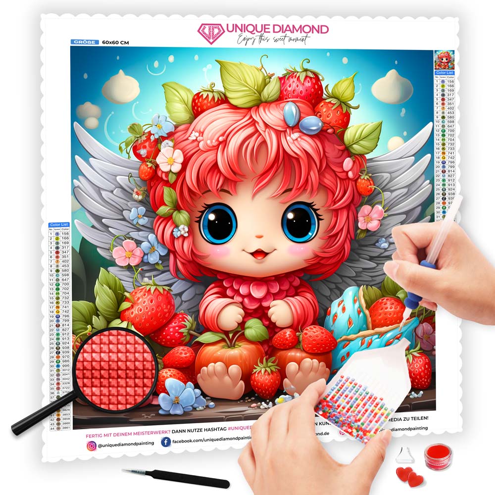 5D Diamond Painting AB Steine Strawberry Angel, Unique-Diamond