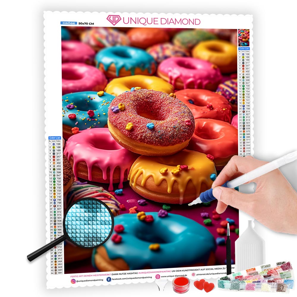 5D Diamond Painting AB Steine Süße Donuts - Unique-Diamond