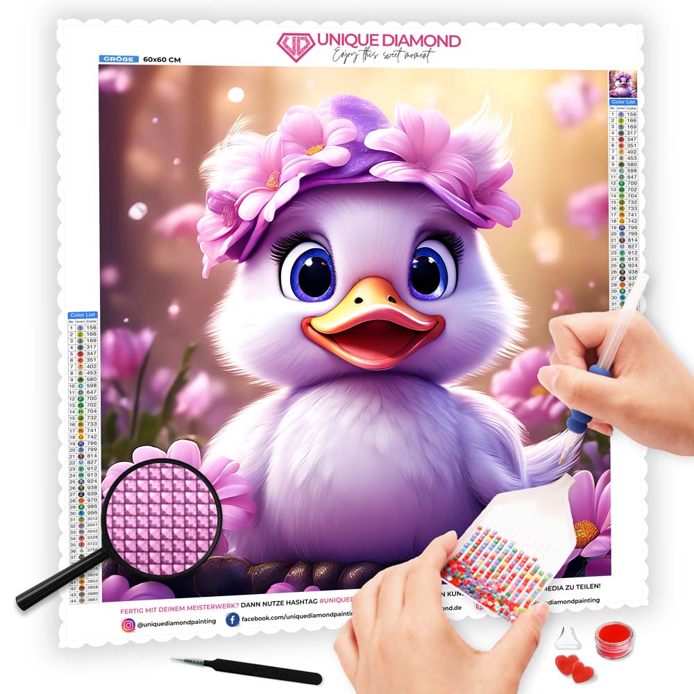 5D Diamond Painting AB Steine Sweet Duck, Unique-Diamond