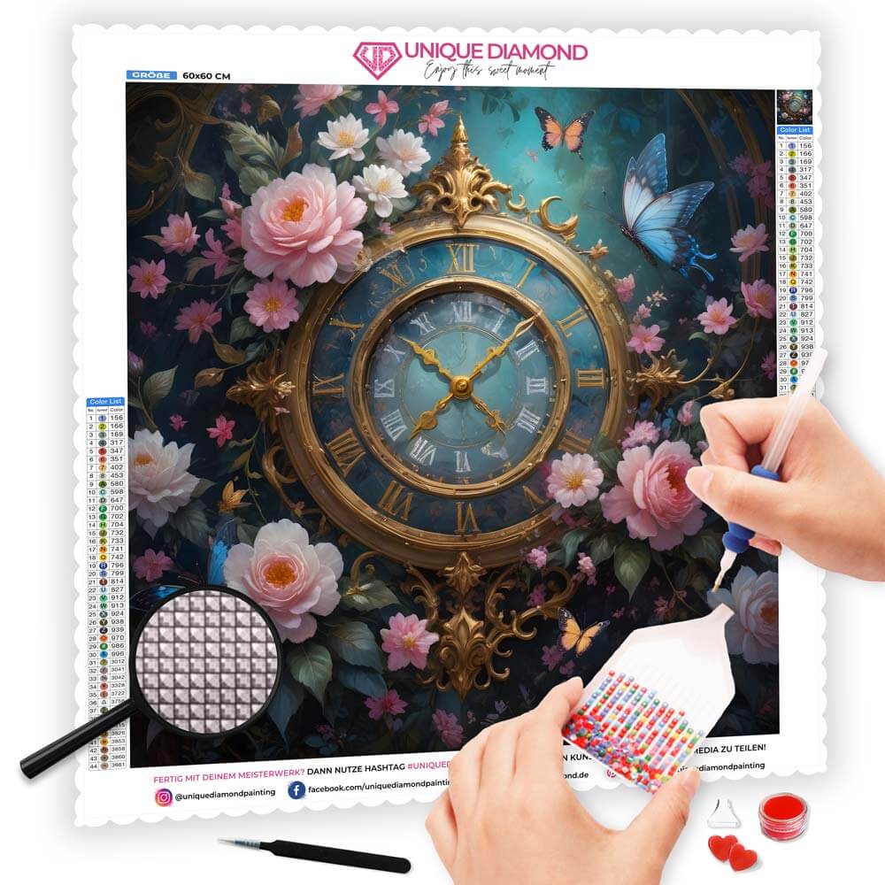 5D Diamond Painting AB Steine Time mit 100 Farben