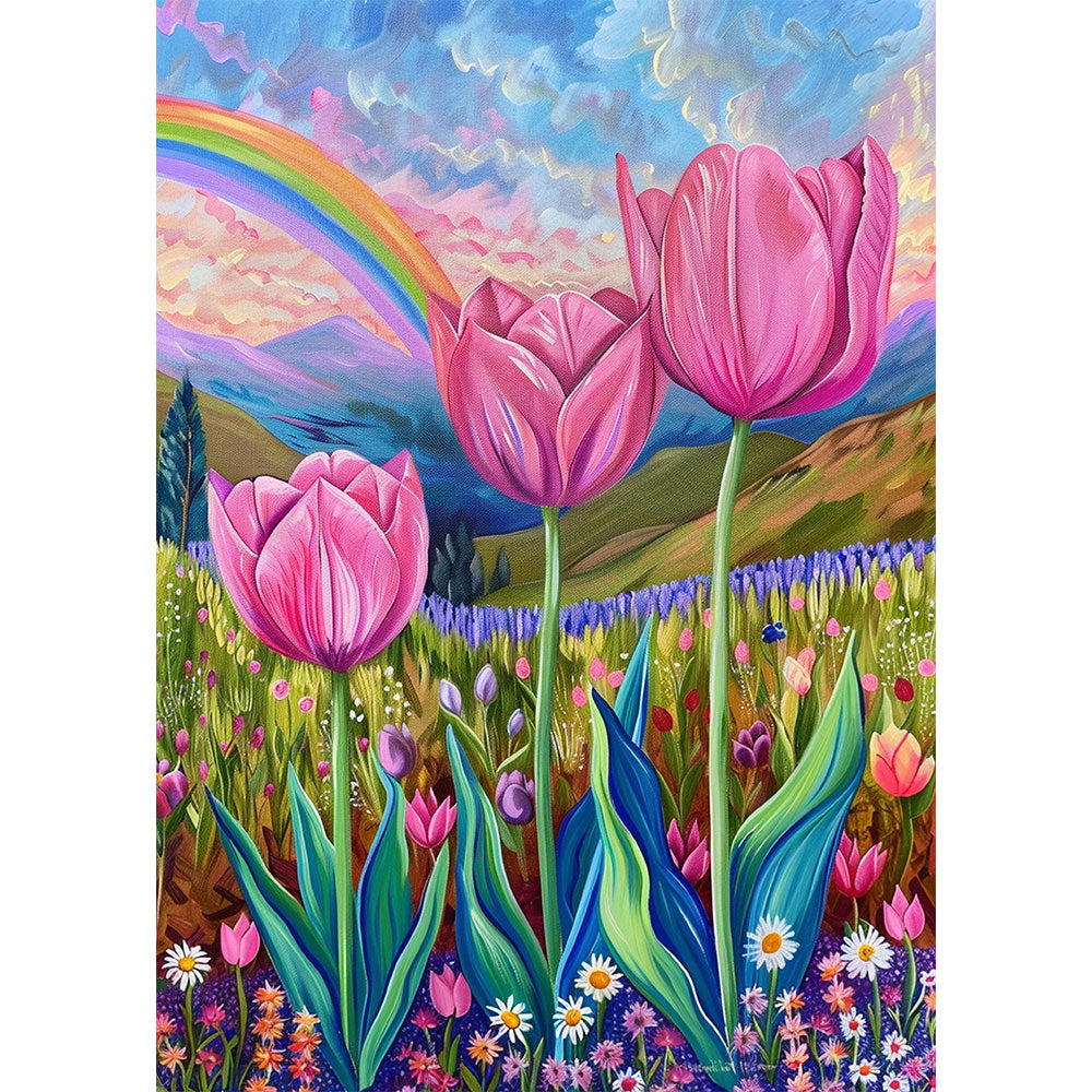 5D Diamond Painting AB Steine Tulpenfeld, Unique-Diamond