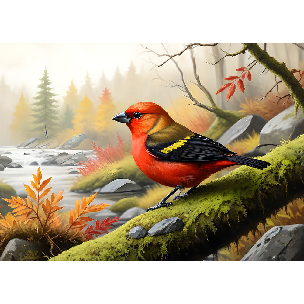 5D Diamond Painting AB Steine Vogel im Herbst, Unique-Diamond