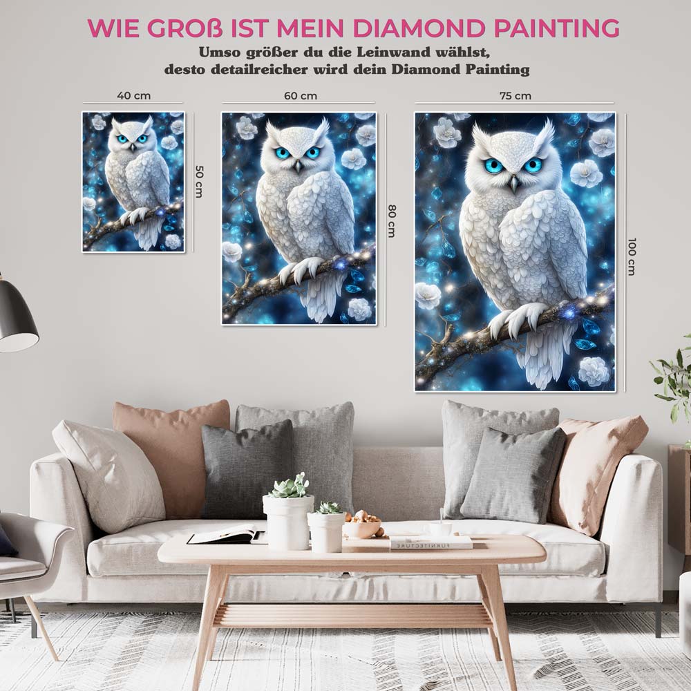 5D Diamond Painting AB Steine Weiße Eule, Unique-Diamond