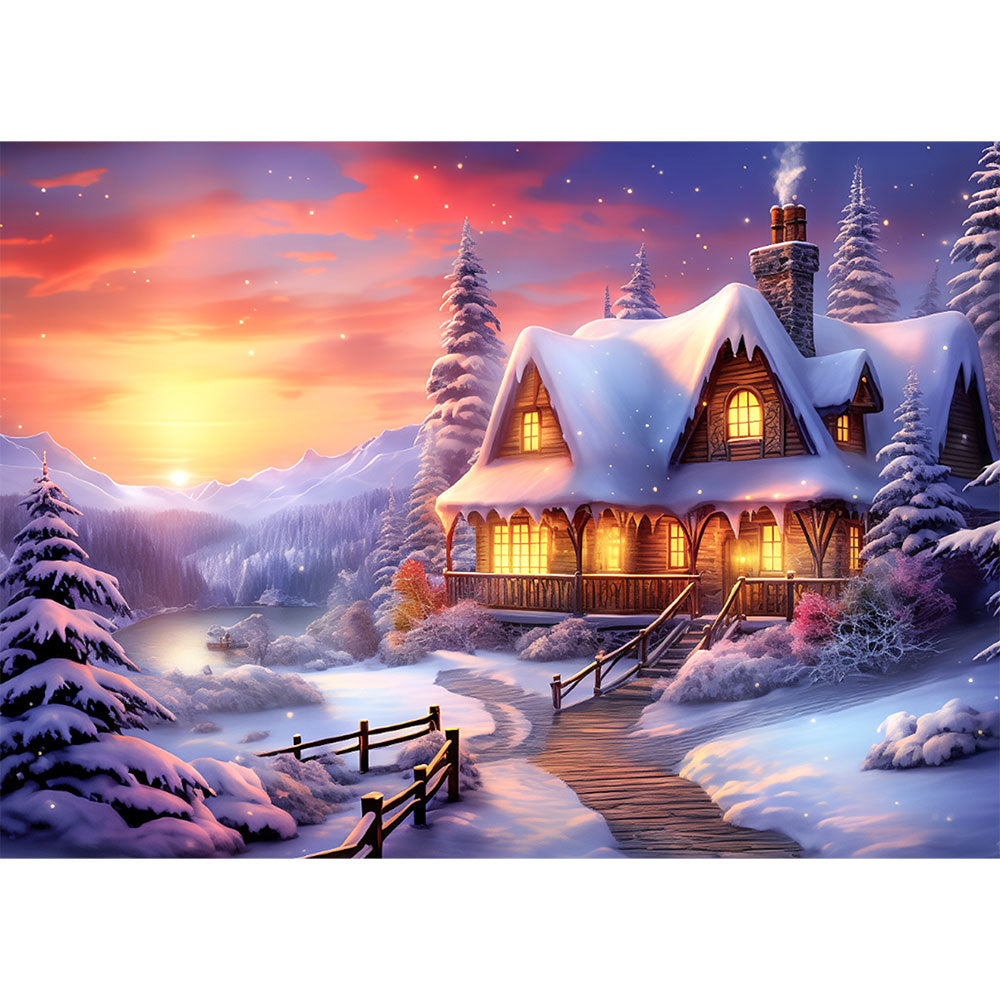 5D Diamond Painting AB Steine Winter Landschaft, Unique-Diamond