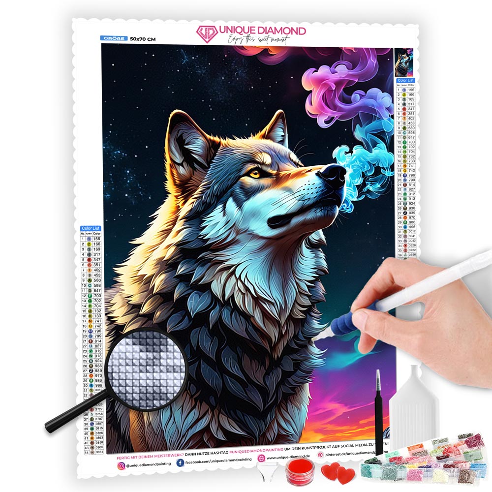 5D Diamond Painting AB Steine Wolf, Unique-Diamond