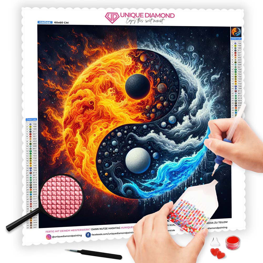 5D Diamond Painting AB Steine Yin und Yang, Unique-Diamond